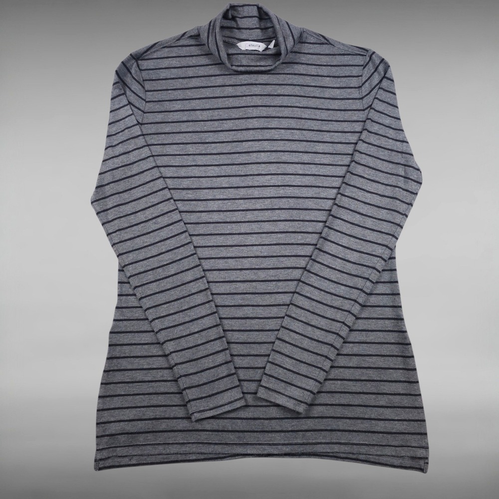 Athleta Minimalist Gorpcore Striped Turtleneck Mock Neck‎ Long Sleeve  Womens S